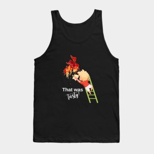 funny design with ketchup stain and kid, for dark background Tank Top